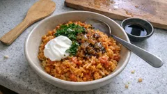 赤レンズ豆とバスマティを一緒に炊くだけ:トマト香るレンズ豆ごはん(ファコリゾ)