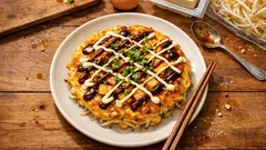 ボウル不要・フライパンで完結！豆腐ともやしのお好み焼き（小麦粉なし）