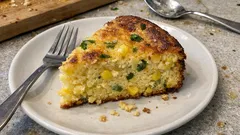 混ぜて焼くだけ。ヨーグルト×チーズでしっとり甘くないコーンケーキ