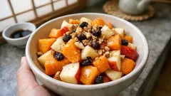 柿とりんごにひとつまみの塩——甘さが際立つナッツのサラダ漬け