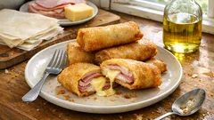 春巻きの皮で衣いらず：ハムチーズのミルフィーユカツがパリとろに