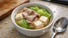 「松茸の味お吸いもの」で10分小鍋:豚しゃぶ・豆腐・レタスをさっと煮るだけ