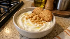 ココナッツサブレ×水切りヨーグルトでレアチーズ風に。混ぜずに冷やすだけ