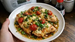 エアフライヤーでしっとり鶏むねフィレ—ハーブと焼きミニトマトで主菜が完成