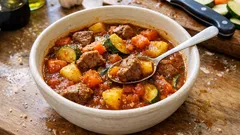 仔牛とズッキーニのトマト煮込み—先に焼き付けて、コク深くやさしい一皿に