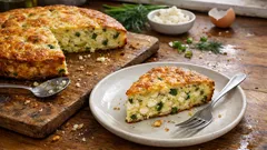 フィロなしで簡単：青ねぎとフェタのギリシャ風チーズパイ（混ぜて焼くだけ）