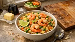 えびは先に炒めて取り出す—ぷりぷり食感のバター醤油えびチャーハン